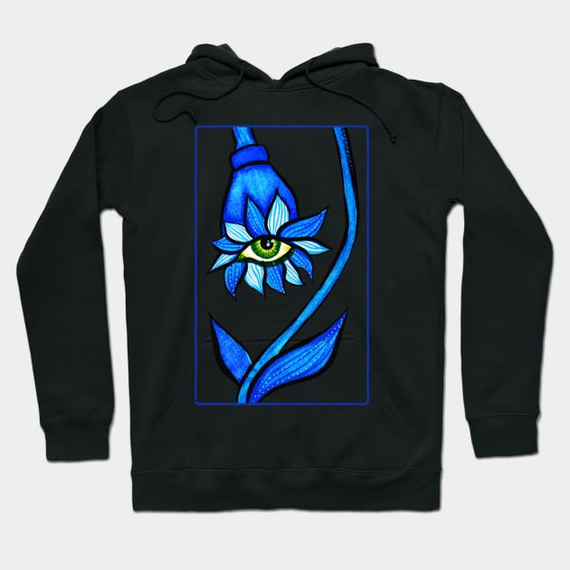 Spooky Creepy Eye Flower Horror Hoodie by Boriana Giormova